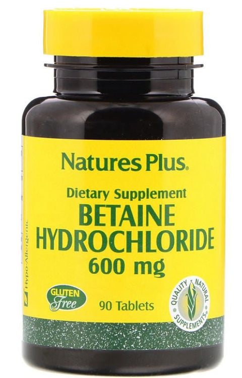 Betaine Hydrochloride - 600 mg (90 Tablets) - Nature's Plus - Topvitamine