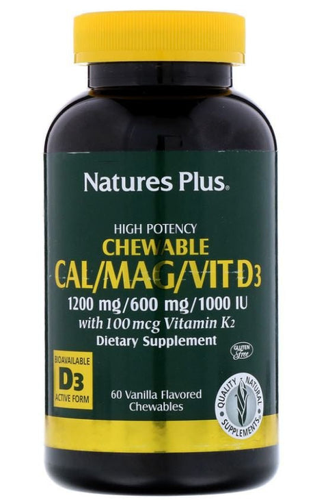 Cal/Mag/Vit D3 Vanilla Flavored (60 Chewable Tablets) - Nature's Plus - Topvitamine