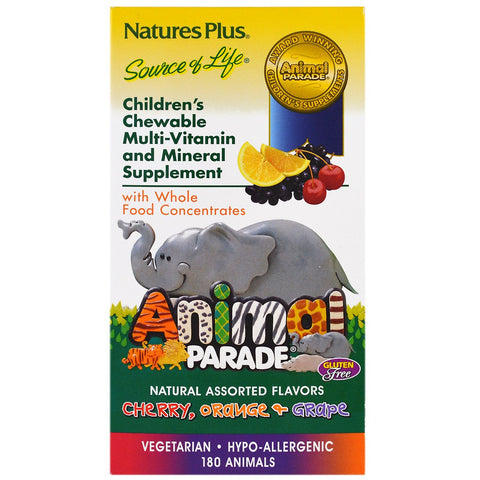 Children's Chewable Multi - Vitamin & Mineral, Assorted Flavors (180 Animals) - Nature's Plus - Topvitamine