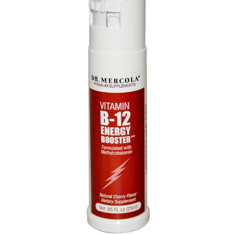 Dr. Mercola, Vitamin B - 12 Energy Booster, Natural Cherry Flavor, .85 fl oz (25 ml) - Topvitamine