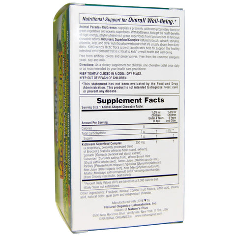 Kid Greenz, Natural Tropical Fruit Flavor (90 Animals) - Nature's Plus - Topvitamine