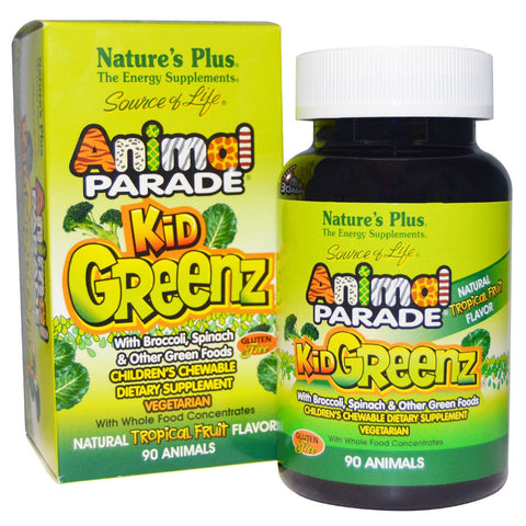 Kid Greenz, Natural Tropical Fruit Flavor (90 Animals) - Nature's Plus - Topvitamine