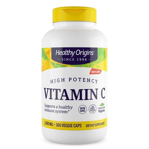 Vitamin C 1000 mg (Non - GMO L - Ascorbic Acid) 360 Vcaps - Healthy Origins - Topvitamine