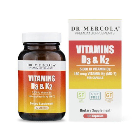 Vitamins D3 & K2 90 Capsules - Dr Mercola - Topvitamine