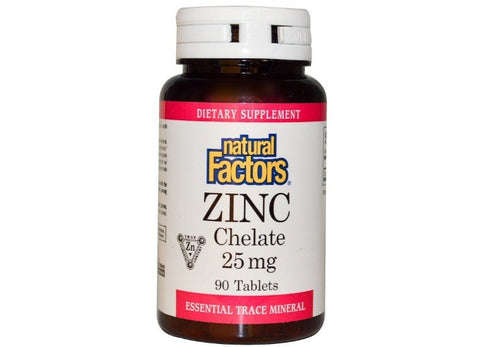Zinc Chelate 25 mg (90 Tablets) - Natural Factors - Topvitamine