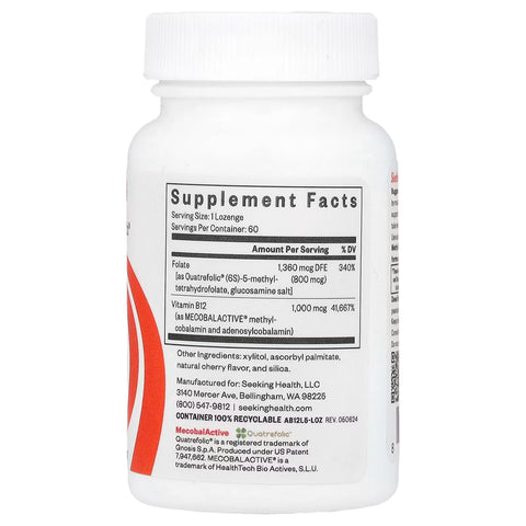 Methyl B12 with L-Methylfolate (60 lozenges) - Seeking Health