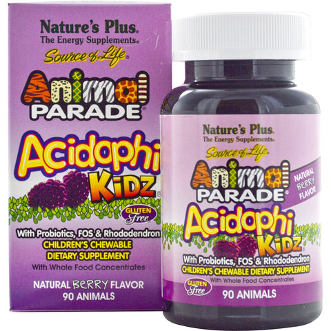 AcidophiKidz, Children's Chewable, Natural Berry (90 Animals) - Nature's Plus - Topvitamine