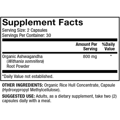 Ashwagandha 800 mg (60 capsules) - Dr. Mercola - Topvitamine