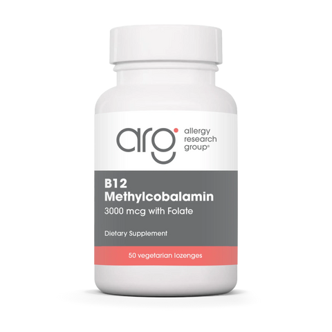 B12 Methylcobalamin with Folic Acid (50 Lozenges) - Allergy Research - Topvitamine