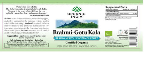 Brahmi - Gotu Kola (90 Veggie Caps) - Organic India - Topvitamine