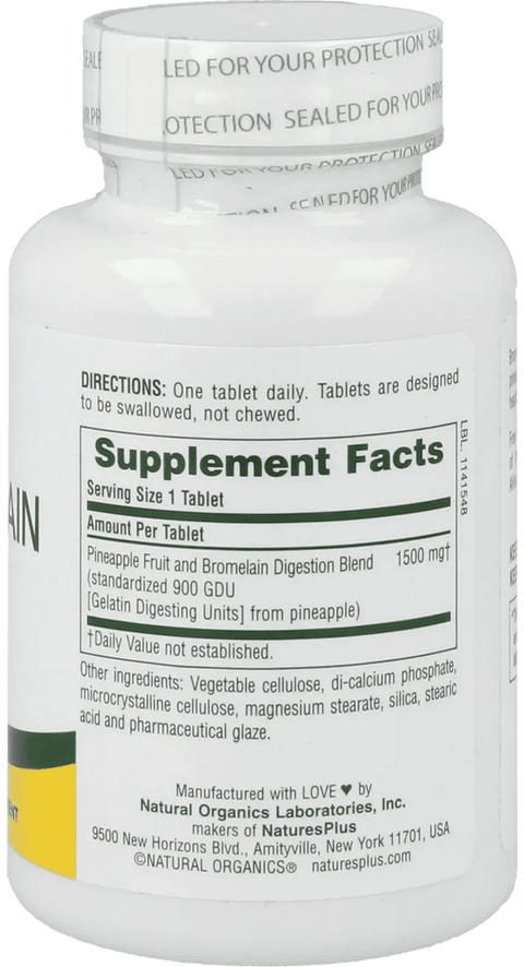 Bromelain Supplement 1500 Ultra Maximum Potency (60 Tablets) - Nature's Plus - Topvitamine