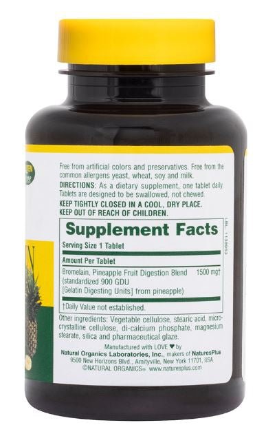 Bromelain Supplement 1500 Ultra Maximum Potency (60 Tablets) - Nature's Plus - Topvitamine