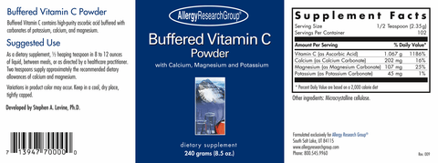 Buffered Vitamin C Powder (240 g) - Allergy Research Group - Topvitamine