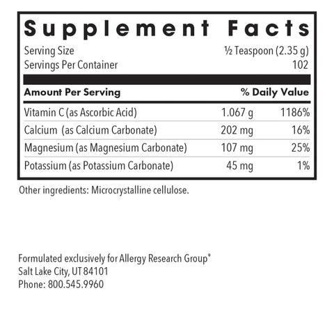 Buffered Vitamin C Powder (240 g) - Allergy Research Group - Topvitamine