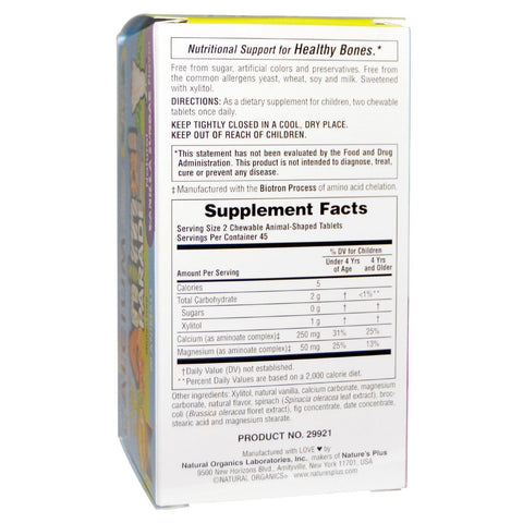 Calcium, Sugar Free, Natural Vanilla Sundae Flavor (90 Animals) - Nature's Plus - Topvitamine