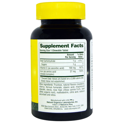 Chewable Iron, Cherry Flavor (90 Tablets) - Nature's Plus - Topvitamine