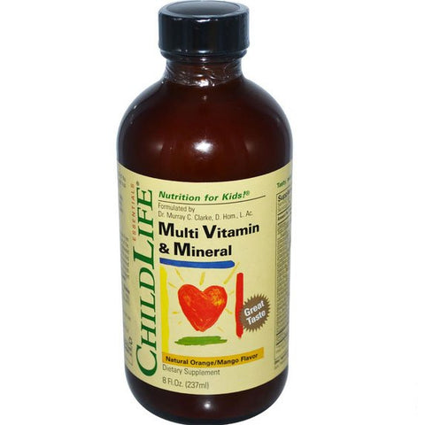 ChildLife Essentials, Multi Vitamin & Mineral Natural Orange/Mango Flavor, 8 fl oz (237 ml) - Topvitamine