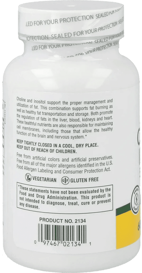 Choline & Inositol 500/500 mg (60 Tablets) - Nature's Plus - Topvitamine