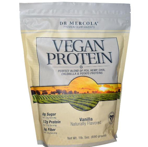 Dr. Mercola, Premium Supplements, Vegan Protein Vanilla, 1 lb 5 oz (690 g) - Topvitamine