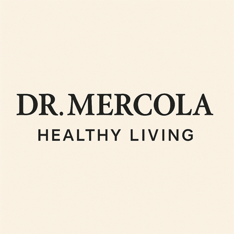 Dr. Mercola logo on a beige background