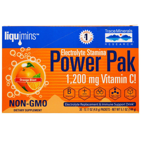 Electrolyte Stamina, Power Pak, Orange Blast (30 Packets, 4.8 g Each) - Trace Minerals Research - Topvitamine