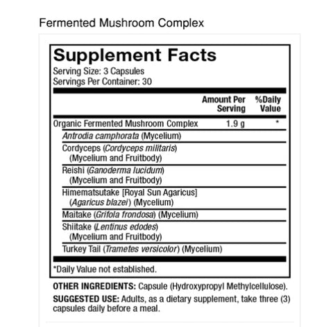 Fermented Mushroom Complex (90 per bottle) - Dr Mercola - Topvitamine