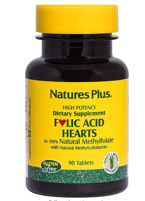 Folic Acid Hearts 400 mcg (90 Tablets) - Nature's Plus - Topvitamine