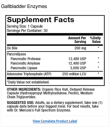 Gallbladder support Enzymes (30 Capsules) - Dr. Mercola