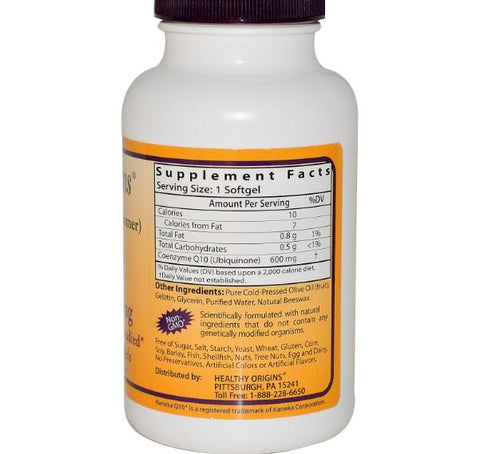 Healthy Origins, CoQ10, (Kaneka Q10), 600 mg, 60 Softgels - Topvitamine
