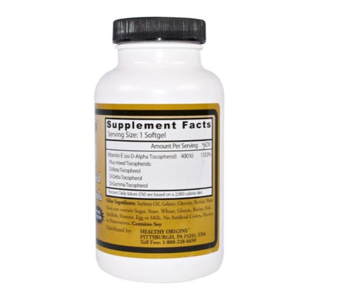 Healthy Origins, E - 400, 180 Softgel Capsules - Topvitamine