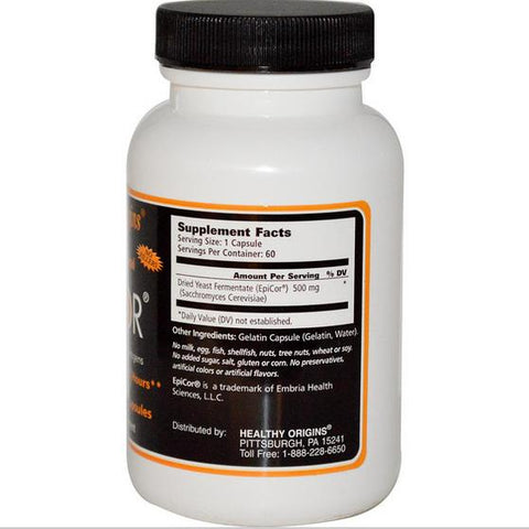 Healthy Origins, EpiCor 500 mg, 60 Capsules - Topvitamine