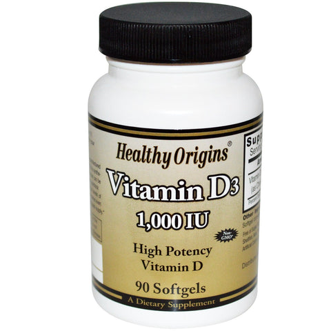 Healthy Origins, Vitamin D3, 1000 IU, 90 Softgels - Topvitamine