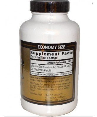 Healthy Origins, Vitamin D3, 10,000 IU, 360 Softgels - Topvitamine