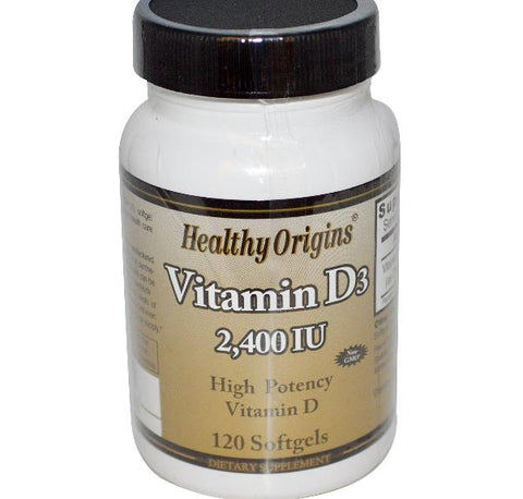 Healthy Origins, Vitamin D3, 2,400 IU, 120 Softgels - Topvitamine