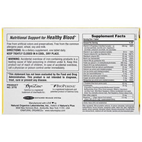 Hema - Plex (30 Sustained Release Tablets) - Nature's Plus - Topvitamine