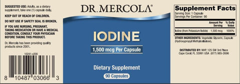 Iodine 1500 mcg (90 Capsules) - Dr. Mercola - Topvitamine