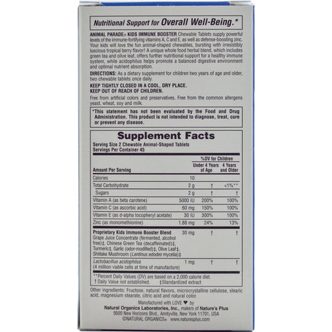 Kids Immune Booster, Natural Tropical Berry Flavor (90 Animals) - Nature's Plus - Topvitamine