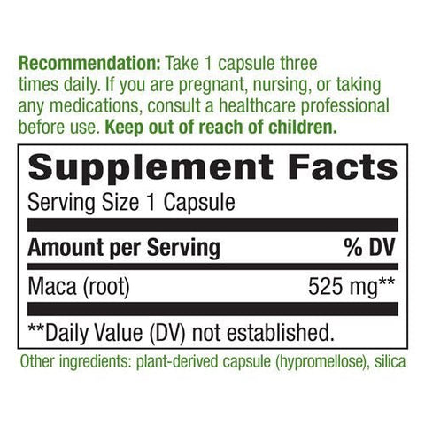 Maca Root 525 mg 100 Capsules - Nature's Way - Topvitamine