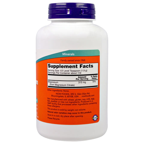 Magnesium Citrate Pure Powder (227 gram) - Now Foods - Topvitamine