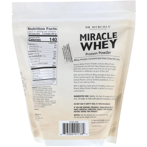 Miracle Whey Protein Powder Chocolat (454 gram) - Dr. Mercola - Topvitamine
