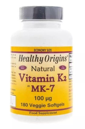 Natural Vitamin K2 as MK - 7 100 mcg (180 Veggie Softgels) - Healthy Origins - Topvitamine