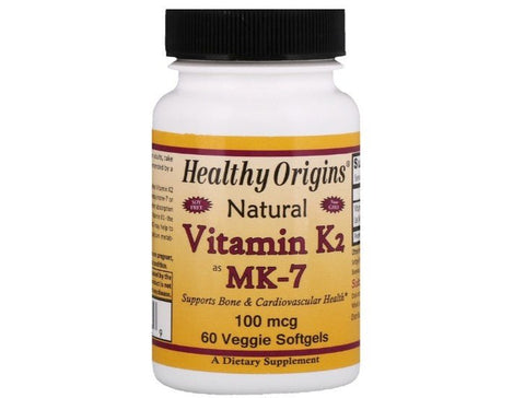 Natural Vitamin K2 as MK - 7 100 mcg (60 Veggie Softgels) - Healthy Origins - Topvitamine