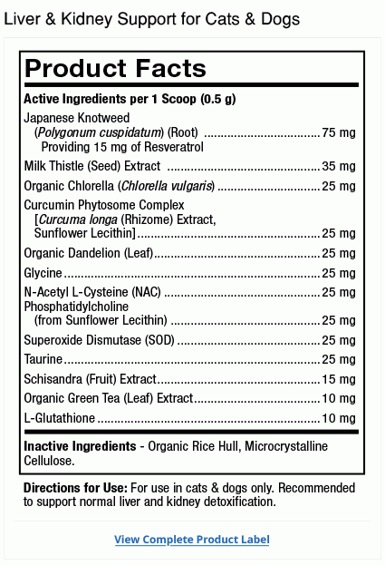 Liver and Kidney Support for cats & dogs  (48.5 g) - Dr. Mercola