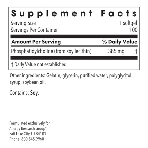 Phosphatidyl Choline - 100 softgels Allergy Research Group - Topvitamine