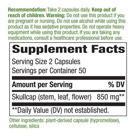 Scullcap Herb 425 mg (100 Capsules) - Nature's Way - Topvitamine