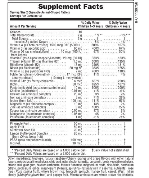 Source of Life Animal - Parade Children's Chewable - Natural Assorted Flavors (90 Chewable Tablets) - Nature's Plus - Topvitamine