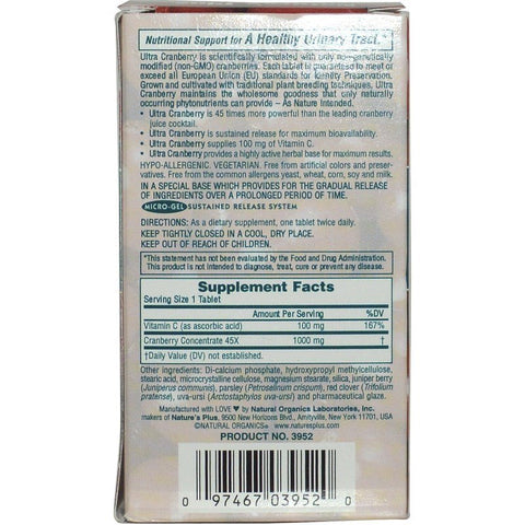 Ultra Cranberry 1000 (60 Tablets) - Nature's Plus - Topvitamine
