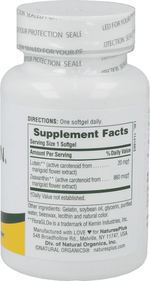 Ultra Lutein, Maximum Strength, 20 mg (60 Softgels) - Nature's Plus - Topvitamine