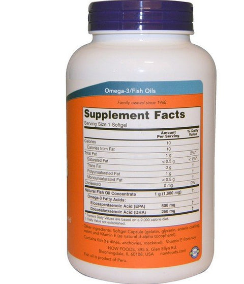 Ultra Omega - 3 500 EPA/250 DHA (180 Softgels) - Now Foods - Topvitamine