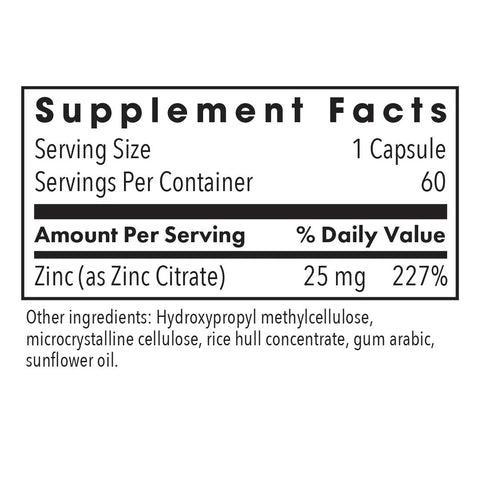 Zinc citrate 25 mg (60 capsules) - Allergy Research Group - Topvitamine